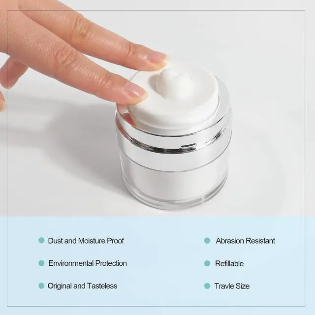Alt view image 7 of 7 - Airless Pump Jar Cosmetic Containers Lotion Bottles for Skincare, 1.0 Oz | Pump Press & Light-Proof Cosmetic Protection, Portable For Multiple, Durable & Leak-Proof Design, Reusable & Refillable