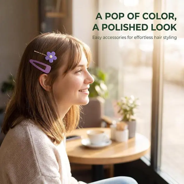 Alt view image 3 of 7 - 7Pcs Sweet Flower Women Girl Barrette Bobby Pin Hairpin Hair Clips Clips and Barrettes Decoration Elegant Gifts Hair Clips (Green)