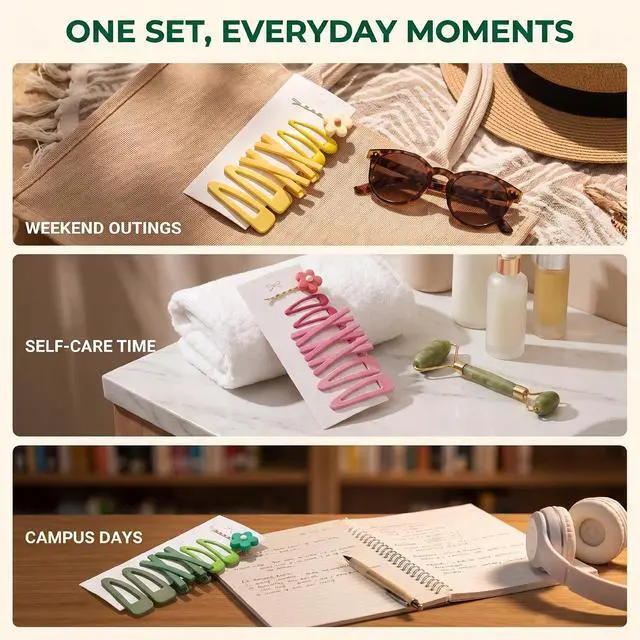Alt view image 5 of 7 - 7Pcs Sweet Flower Women Girl Barrette Bobby Pin Hairpin Hair Clips Clips and Barrettes Decoration Elegant Gifts Hair Clips (Green)