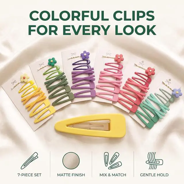 Alt view image 2 of 7 - 7Pcs Sweet Flower Women Girl Barrette Bobby Pin Hairpin Hair Clips Clips and Barrettes Decoration Elegant Gifts Hair Clips (Green)