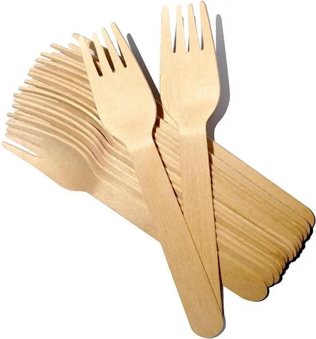 Alt view image 7 of 7 - Disposable Wooden Forks, 100 PCS Eco-friendly Forks Recycling Wood Utensils Disposable Cutlery Fork for Eating, Outdoor Camping, Party, Picnics, Weddings, Dinner Events