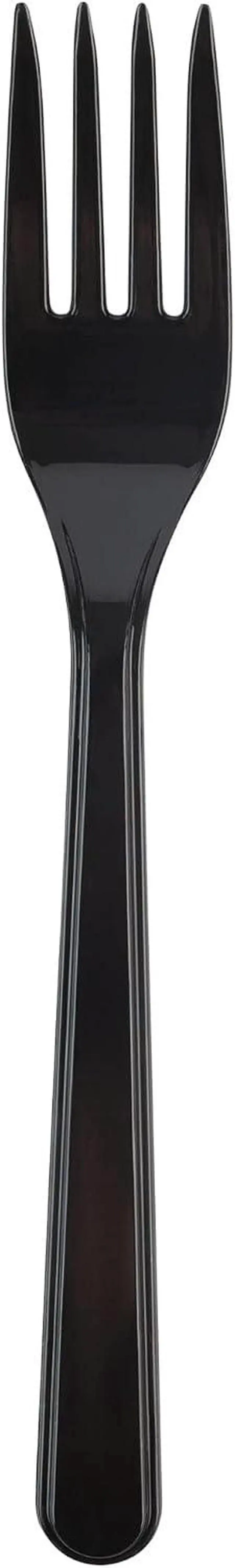 Alt view image 7 of 7 - PlasticPro 50 Pack Heavy Weight Plastic Forks Black Disposable Forks Plastic Cutlery Set