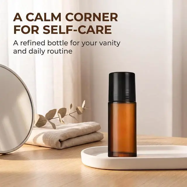Alt view image 7 of 7 - 2Pcs 50ml Brown Glass Essential Oil Roller Bottles Refillable Roll on Empty Deodorant Bottle Containers Rollerball for Fragrance Roller Bottles Ball Applicator,Rollerball Bottle