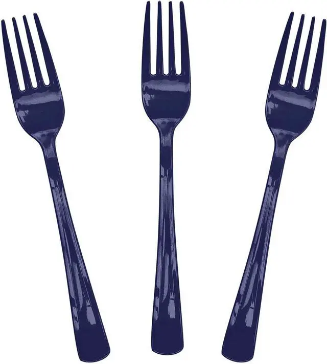 Main image of SietDESEO 50 PCS Navy Blue Plastic Forks Navy Blue Forks Disposable Utensils Heavy Duty Disposable Cutlery for Birthday Wedding Baby Shower Bridal Shower Plastic Silverware