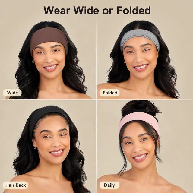 Alt view image 3 of 7 - DiyJibb Headbands for Women, 7PCS Wide Cloth Hair Bands for Workout, Yoga, Skincare & Daily Wear, Soft & Stretchy, Ideal Gifts for Women