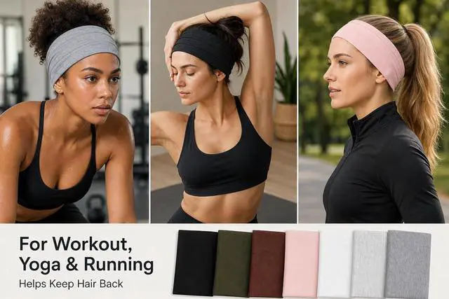 Alt view image 5 of 7 - DiyJibb Headbands for Women, 7PCS Wide Cloth Hair Bands for Workout, Yoga, Skincare & Daily Wear, Soft & Stretchy, Ideal Gifts for Women