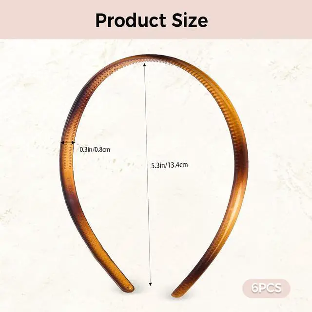 Alt view image 3 of 7 - 6 Pack Skinny Plastic Headbands Double Row Teeth Non Slip | Cute 90s style plastic hair bands, ideal for face wash yoga sport; mix color one size fits most women & mom