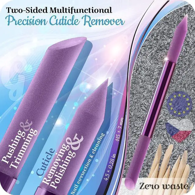 Alt view image 2 of 7 - Glass Cuticle Pusher by GLADZY - Manicure Stick, Genuine Czech Quality, Professional Precision Filing Cuticle Remover, Abrasive Surface Never Wears Out
