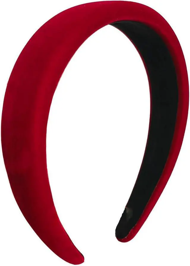 Main image of Red Velvet Padded Headbands for Women Soft Christmas Thick headbands Fashion Non slip Comfortable Head Bands for Women and girls hair bands for women's hair (Red, one size)