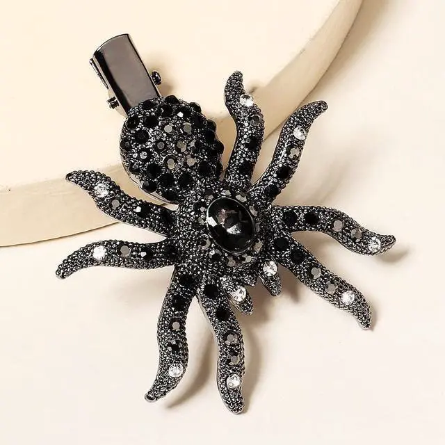 Alt view image 7 of 7 - 2 PACK Halloween Black Spider Pins Hair Clip Vintage Rhinestone Gems Stamper Bobby Pin Hair Accessories for Women