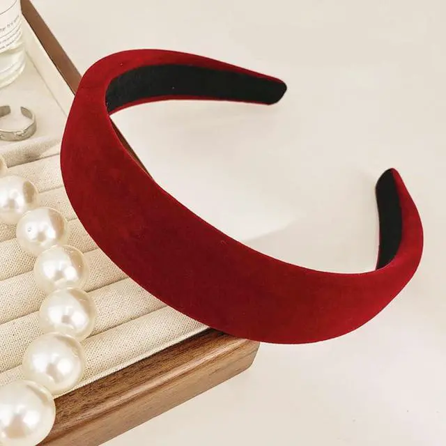 Alt view image 2 of 7 - Red Velvet Padded Headbands for Women Soft Christmas Thick headbands Fashion Non slip Comfortable Head Bands for Women and girls hair bands for women's hair (Red, one size)