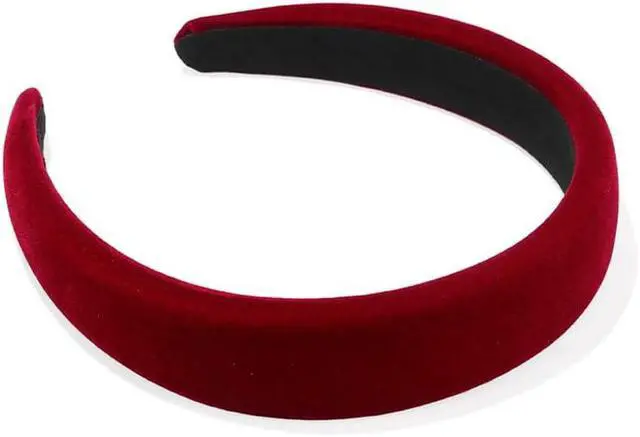 Alt view image 7 of 7 - Red Velvet Padded Headbands for Women Soft Christmas Thick headbands Fashion Non slip Comfortable Head Bands for Women and girls hair bands for women's hair (Red, one size)