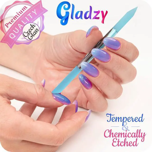 Alt view image 5 of 7 - Glass Cuticle Pusher by GLADZY - Manicure Stick, Genuine Czech Quality, Professional Precision Filing Cuticle Remover, Abrasive Surface Never Wears Out