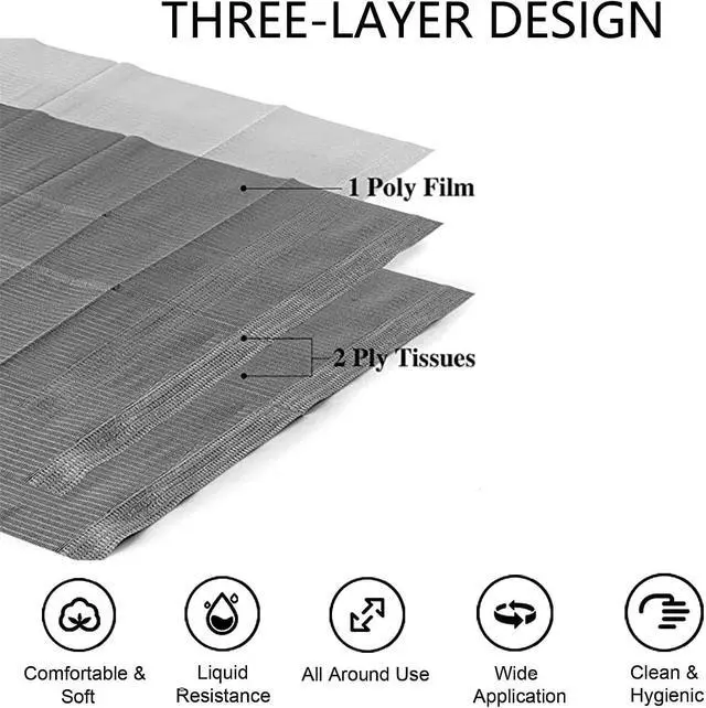 Alt view image 2 of 6 - 50PCS Nail Mats, Disposable Waterproof Table Towels, Black | Foldable 3 Ply Desk Paper 13" X 18" Pads for Nail Salon, Tattoo, Decoration Kit, DIY Art Accessories
