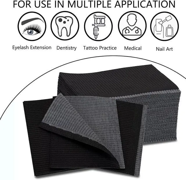 Alt view image 4 of 6 - 50PCS Nail Mats, Disposable Waterproof Table Towels, Black | Foldable 3 Ply Desk Paper 13" X 18" Pads for Nail Salon, Tattoo, Decoration Kit, DIY Art Accessories