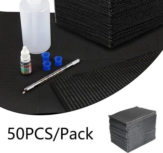 Alt view image 6 of 6 - 50PCS Nail Mats, Disposable Waterproof Table Towels, Black | Foldable 3 Ply Desk Paper 13" X 18" Pads for Nail Salon, Tattoo, Decoration Kit, DIY Art Accessories