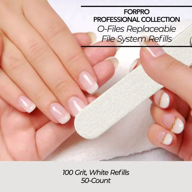Alt view image 3 of 7 - ForPro Professional Collection O-Files Replaceable File System, White, 100 Grit, Manicure Nail File Refills, 3.9 L x .6 W, 50-Count