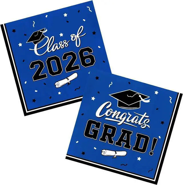 Main image of Gatherfun Graduation Party Disposable Napkins Paper Napkins for College High School Graduation 3-Ply 50 Pack Blue