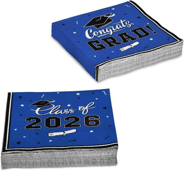 Alt view image 3 of 5 - Gatherfun Graduation Party Disposable Napkins Paper Napkins for College High School Graduation 3-Ply 50 Pack Blue