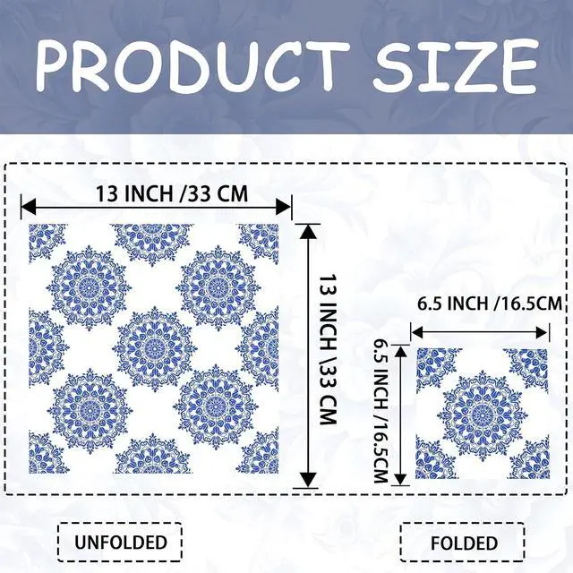 Alt view image 2 of 7 - Decoupage Napkins Assorted Floral 27 Pack 9 Styles for DIY Crafting Birthday Party Decorative Decoupage Napkins Cocktail Paper Each Unfolded 13 Inch (Blue Floral)