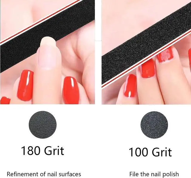 Alt view image 4 of 6 - 21 Pcs Nail File 100/180 Grit Nail Files,Black Double Sided Emery Boards