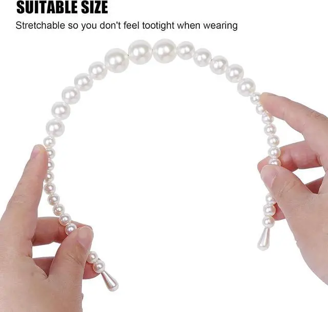 Alt view image 3 of 7 - BEAYFILY 4 Pack Pearls Fashion Headbands,White Artificial Pearl Rhinestones Hairbands,Bridal Hair Hoop Party Wedding Hair Accessories for Women Girls