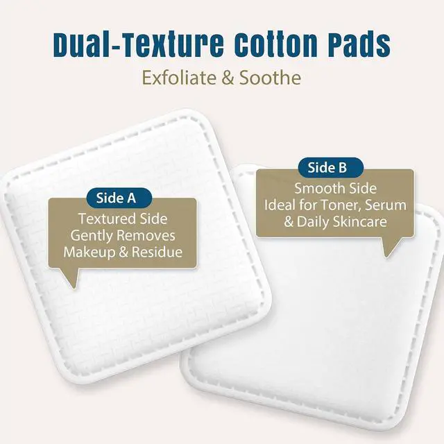 Alt view image 4 of 7 - Ourmed Life Large Cotton Pads for Face, 3 x 3 Makeup Remover Pads, 120 ct | 3 Layer, Thicker, Durable,Soft, Lint-Free, Pressed Seams, Plant-Based, Dual-Sided Texture, Tear-Resistant Design, Organic