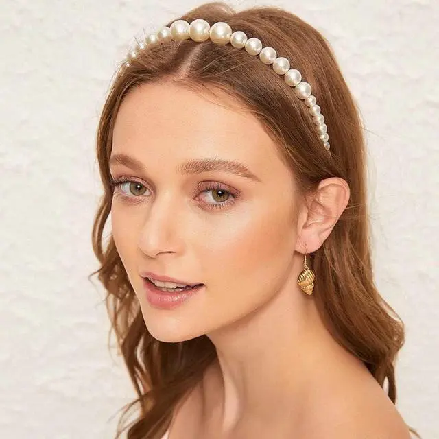 Alt view image 6 of 7 - BEAYFILY 4 Pack Pearls Fashion Headbands,White Artificial Pearl Rhinestones Hairbands,Bridal Hair Hoop Party Wedding Hair Accessories for Women Girls