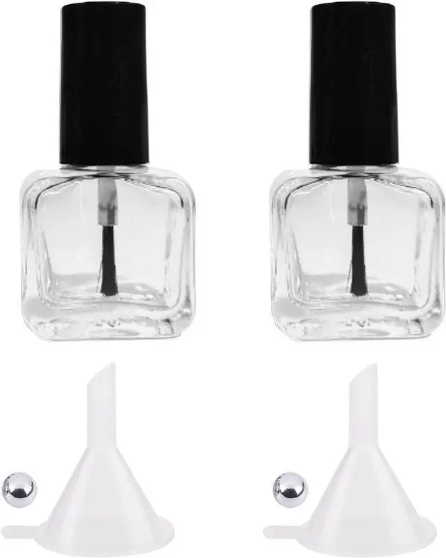 Main image of NIIIYTYB 2Pcs Empty Nail Polish Bottles with Brush Small 5ML Glass Bottles with Cap Funnel Mixing Balls Gel Applicator Sample Bottle for Liquid Fingernail Polish Storage Containers