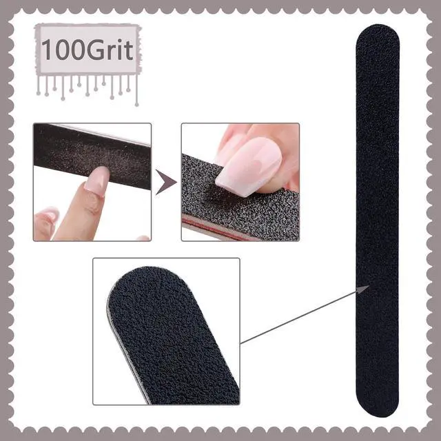 Alt view image 2 of 6 - 30 Pack Professional Emery Boards - 100/180 Grit Nail File Pack for Acrylic and Natural Nails, Black