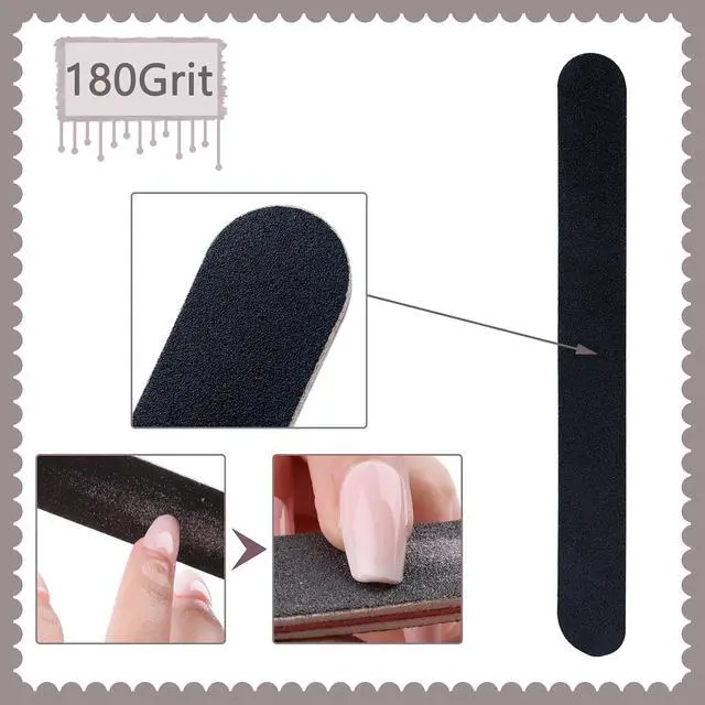 Alt view image 3 of 6 - 30 Pack Professional Emery Boards - 100/180 Grit Nail File Pack for Acrylic and Natural Nails, Black