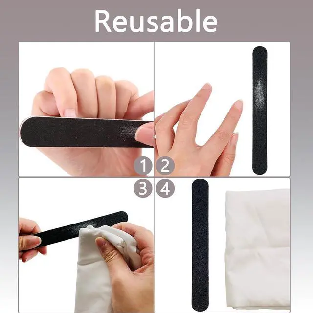 Alt view image 4 of 6 - 30 Pack Professional Emery Boards - 100/180 Grit Nail File Pack for Acrylic and Natural Nails, Black