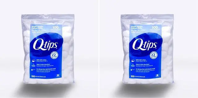 Main image of Q-Tips Super Jumbo Cotton Balls for Beauty, First Aid and Baby Care, 100% Thick Cotton, 100 Count (Pack of 2)