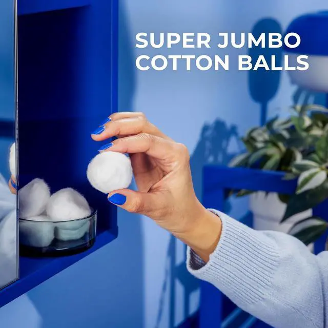 Alt view image 4 of 7 - Q-Tips Super Jumbo Cotton Balls for Beauty, First Aid and Baby Care, 100% Thick Cotton, 100 Count (Pack of 2)