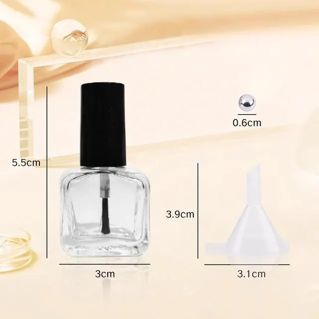 Alt view image 2 of 7 - NIIIYTYB 2Pcs Empty Nail Polish Bottles with Brush Small 5ML Glass Bottles with Cap Funnel Mixing Balls Gel Applicator Sample Bottle for Liquid Fingernail Polish Storage Containers