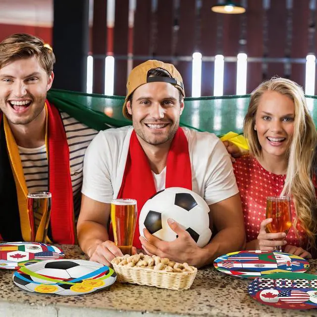 Alt view image 5 of 7 - 48 PCS 2026 World Soccer Paper Plates 7 inch, Soccer Cup Plates International World Flags Party Plates Disposable Cake Dessert Plate for Sports Game Birthday Event Party Decorations