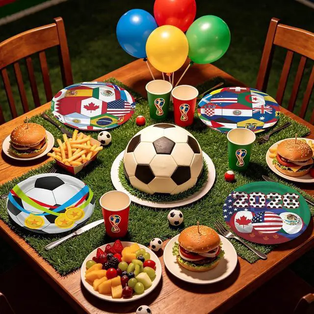 Alt view image 7 of 7 - 48 PCS 2026 World Soccer Paper Plates 7 inch, Soccer Cup Plates International World Flags Party Plates Disposable Cake Dessert Plate for Sports Game Birthday Event Party Decorations