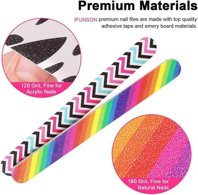 Alt view image 2 of 7 - Professional Nail File, Colorful Double Sided120/180 Grit Emery Boards, Manicure Pedicure Tool and Nail Buffering Files, 10 Pack