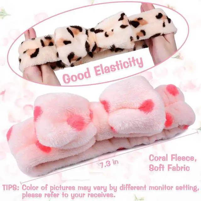 Alt view image 5 of 7 - 8 Pcs Spa Headband for Women Facial Makeup Headband Face Wash Coral Fleece | Christmas Stocking Stuffers For Women Teen, Small Trendy Stuff Gifts, Easter Basket Stuffers Party Favors Hair Accessories