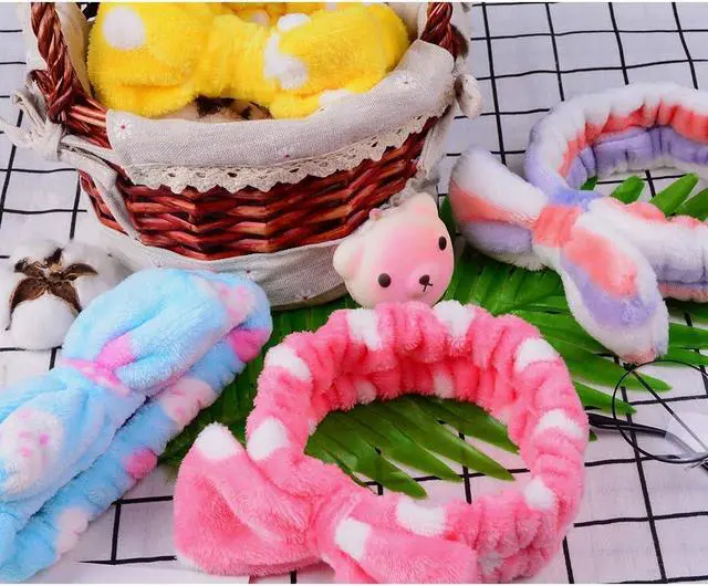 Alt view image 6 of 7 - 8 Pcs Spa Headband for Women Facial Makeup Headband Face Wash Coral Fleece | Christmas Stocking Stuffers For Women Teen, Small Trendy Stuff Gifts, Easter Basket Stuffers Party Favors Hair Accessories