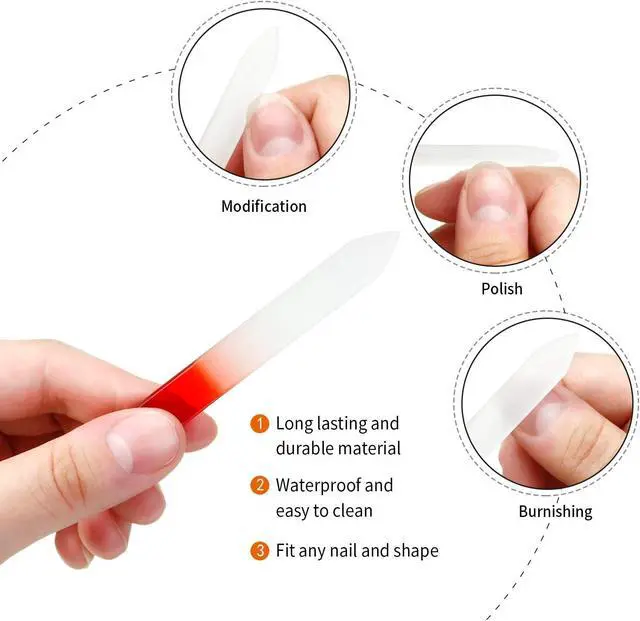 Alt view image 3 of 6 - Honoson 24 Pack Crystal Glass Nail Files, Double Sided Manicure Tools | Gradient Rainbow Color, Tempered Etched Surface, Washable, for Natural Nails Toenails Salon and Travel, 9 x 1 x 0.3 cm