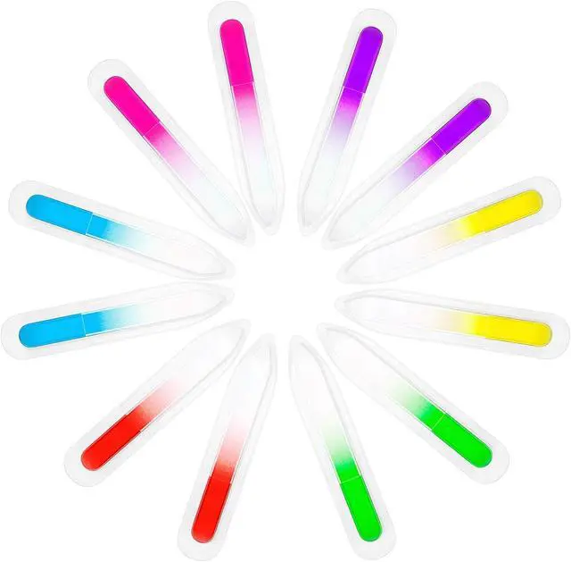Alt view image 5 of 6 - Honoson 24 Pack Crystal Glass Nail Files, Double Sided Manicure Tools | Gradient Rainbow Color, Tempered Etched Surface, Washable, for Natural Nails Toenails Salon and Travel, 9 x 1 x 0.3 cm