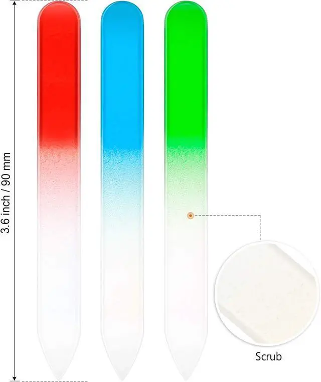 Alt view image 4 of 6 - Honoson 24 Pack Crystal Glass Nail Files, Double Sided Manicure Tools | Gradient Rainbow Color, Tempered Etched Surface, Washable, for Natural Nails Toenails Salon and Travel, 9 x 1 x 0.3 cm