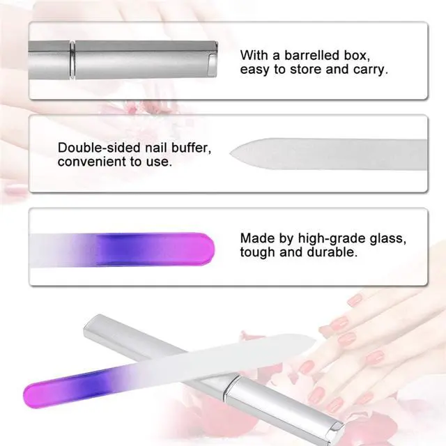 Alt view image 2 of 7 - 6 Pack Glass Nail File with Case, Crystal Fingernail Files Set, Double Sided Finger Nail Files, Professional Manicure Nail Care for Women
