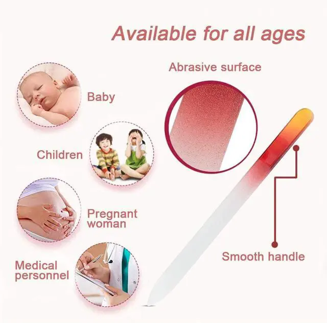 Alt view image 3 of 7 - 6 Pack Glass Nail File with Case, Crystal Fingernail Files Set, Double Sided Finger Nail Files, Professional Manicure Nail Care for Women