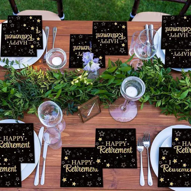 Alt view image 4 of 7 - 50 Pack Retirement Paper Napkins Retirement Party Decorations Happy Farewell Celebration Graduations Supplies We Will Miss You Napkins for Retired Decor Favors Black Gold Teacher