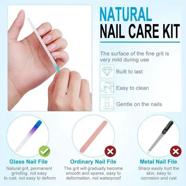 Alt view image 7 of 7 - 6 Pack Glass Nail File with Case, Crystal Fingernail Files Set, Double Sided Finger Nail Files, Professional Manicure Nail Care for Women