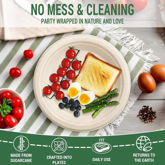 Alt view image 4 of 7 - LANLISA Small Compostable Paper Plates, 6 inch, Brown, 75 Pack | Heavy-Duty Dessert Plates Disposable for Appetizer Snack, Biodegradable Bagasse