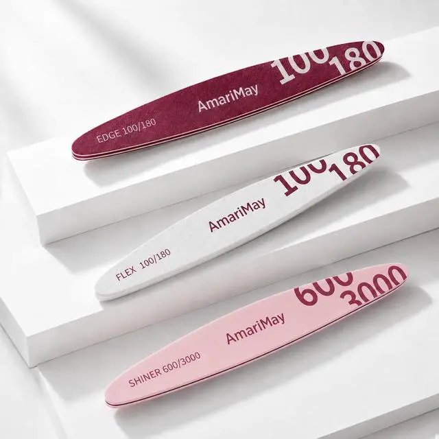 Alt view image 6 of 6 - Nail File Combo, 3 Pcs of 100/180 Edge Tile, 100/180 Flex Tile and 600/3000 Shiner Tile, Double Sided Washable Grit Emery Boards, Professional Manicure Tools for Acrylic and Gel Nails.