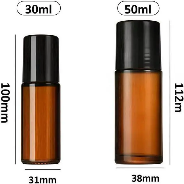 Alt view image 2 of 7 - 2Pcs 50ml Brown Glass Essential Oil Roller Bottles Refillable Roll on Empty Deodorant Bottle Containers Rollerball for Fragrance Roller Bottles Ball Applicator,Rollerball Bottle